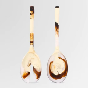 Ensemble de serveurs à salade en résine BOHEMEIN VIBRANT HANDMADE 100% pour la maison et l'hôtel comprenant une cuillère à crème glacée pour servir la salade - Product Image 1