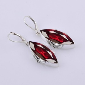 Mode filles grenat pierres précieuses boucles d'oreilles goutte 925 solide en argent Sterling bijoux pour femmes pour les occasions de fête - Product Image 2