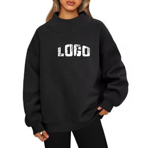 Sudadera de Mujer de Diseño Otoño Invierno, Estilo Urbano, Lisa, Holgada, Cuello Redondo, Hombros Caídos, Nuevo Estilo, Servicio OEM - Product Image 2