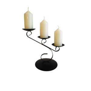 Bougeoir en métal solide fini de couleur noire de haute qualité - Product Image 1