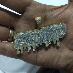 จี้ชื่อพร็อพสำหรับผู้ชาย2.50ct เพชรโมอิสในเจ้าหญิงตัดด้วยเงิน925ชุบทองสไตล์ฮิปฮอป - Product Image 5