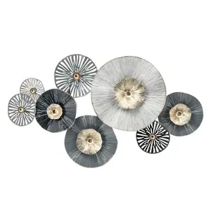 Top Indian Supplier Metal Shades of Gray 2-D Lily Pads Contemporary Rustic Decorative Hanging Wall Art For Living Room Decor
