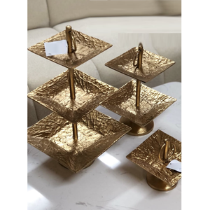 Plateau de présentation à 2 niveaux en métal doré corail, idéal pour les mariages et la décoration intérieure – Vente chaude - Product Image 6