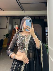 Dernière Designer Faux Georgette Broderie Séquence Travail Lehenga Choli Par Fab Zone - Product Image 2