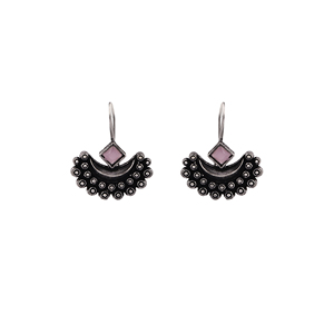 Pink OX Dotted <b>Moon</b> Design Fashion Drop Earrings - Product Image 2
