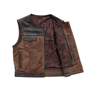 Gilet de motard décontracté pour homme, grande taille, été, sans manches, nouvelle mode, couleur personnalisée, cuir de vache véritable, coton, imperméable - Product Image 3