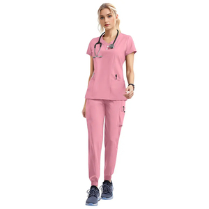 Uniformes de hospital transpirables más vendidos, uniformes médicos con cremallera para hombres y mujeres, logotipo personalizado, conjunto de uniforme de Enfermería de manga corta - Product Image 2