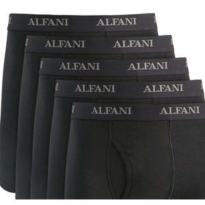 Alfani Men's 5-Pack Mid-Rise <b>Boxer</b> Briefs 100% Cotton Breathable Knitted Fabric Embroidered Logo Sizes XXL & XL <b>Black</b> Color - Product Image 2