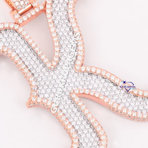 คอลเลคชั่นใหม่จี้ฮิปฮอปเย็นสุดหรู14KT สีโรสโกลด์ VVS ความชัดเจนเครื่องประดับเพชรที่ปลูกในห้องปฏิบัติการที่ดีสำหรับสไตล์แร็ปเปอร์ - Product Image 2