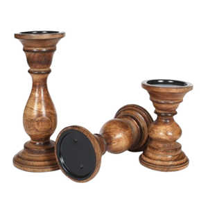 Juego de tres candelabros de madera de estilo creativo para decoración del hogar, soporte de vela para fiesta de boda para uso en interiores y exteriores - Product Image 2