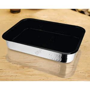 Plateau de cuisson rectangulaire martelé en acier inoxydable de qualité supérieure avec plateau de cuisson de qualité restaurant au design élégant classique noir - Product Image 1