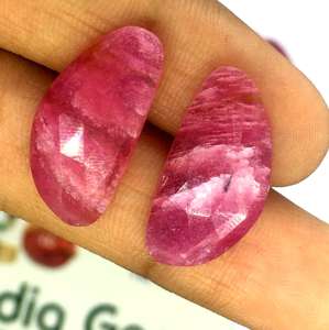 Cabujón de zafiro Rosa natural de alta calidad, corte facetado desigual, piedras preciosas sueltas, Parte posterior plana, par de alta visibilidad natural - Product Image 2