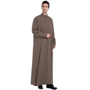 Thobe/Jubba décontracté pour hommes musulmans, de haute qualité, respirant, coupe ample, longueur au sol, col en V, manches longues, toutes saisons - Product Image 4