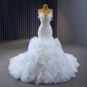 Jancember 231040 Boho Backless Sleeveless Bridal Mermaid Wedding <strong>Dresses</strong> With Long Tail