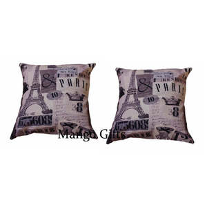 Fundas de Cojín Bordadas con la Torre Eiffel, de Lujo, 18x18, Juego de 2, Diseño Floral de Lana y Seda, para Sala de Estar, Sofá, Uso Doméstico - Product Image 1