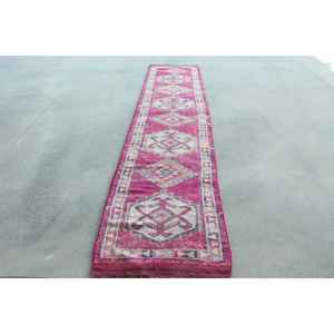 2,6x12,9 ft Turkish Vintage Rug, <b>Runner</b> Rug, Herki <b>Red</b> Wool Rug - Product Image 1