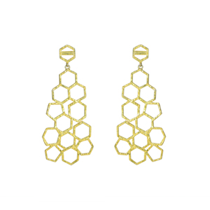 Artesian Crafted rắn 925 Sterling Silver 18K mạ vàng thiết kế tổ ong 23 inch chiều cao thả dangle Fancy Wedding party - Product Image 1