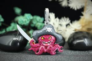 Pendentif en argent 925 avec émail rose personnalisé, design unique, coupe ronde brillante, émail 3D, bijoux hip-hop pour hommes - Product Image 2