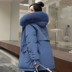卸売レディース冬バブル服2023暖かいフード女性用フリースフグジャケット