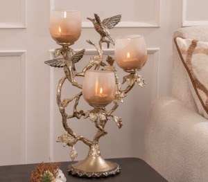 Stunning Vintage <b>Candle</b> Stand With Bird Accent Ideal For Living Bedroom Dining Table And Centerpiece Decoration - Product Image 1