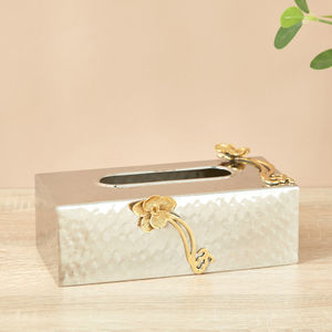 Fantaisie Maison Table Top Tissu Boîte Décorative À La Main Martelé Or Boîte À Mouchoirs En Métal Avec Floral Design Porte-Serviettes pour Top Vente - Product Image 2