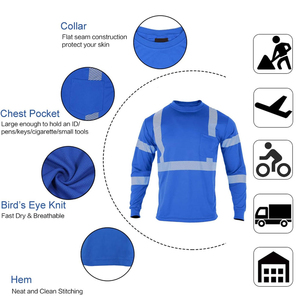 T-shirt haute visibilité 2006 à manches longues pour homme, chemises à bande réfléchissante, sécurité, vêtements d'hiver haute visibilité - Product Image 6