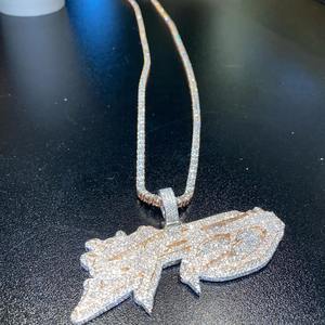 RB Gems Custom 925 Sterling <b>Silver</b> Hip Hop Iced Out Custom Letter <b>Pendant</b> VVS Moissanite Diamond Name <b>Initial</b> Logo <b>Pendant</b> - Product Image 2