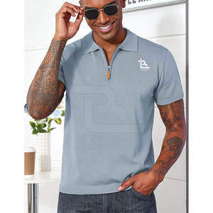 El mejor artículo Camiseta polo con cremallera de cuarto de verano de nuevo diseño de alta calidad hecha en Pakistán con mangas cortas - Product Image 3