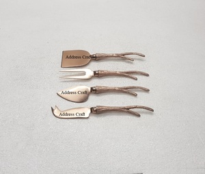 Nuevo juego de herramientas de corte de queso chapado en oro de acero inoxidable 18/8 con mango de hueso hecho a mano para el hogar, Hotel, restaurante, vajilla usada - Product Image 3