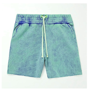 Pantalones cortos Vintage de verano personalizados para hombre con lavado de piedra ácida Color sólido Estilo informal Impresión digital Cordón Cintura Hecho Lona - Product Image 3