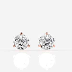 Boucles d'oreilles certifiées à trois griffes en diamant de laboratoire taille portugaise, avec accessoire de luxe en or 9 carats - Product Image 5