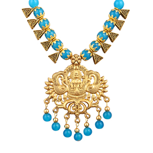 Perles de bijoux de mariage en alliage oxydé bleu ciel, design Laxmi - Product Image 2