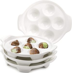 Assiettes d'escargot en céramique avec <span class=keywords><strong>6</strong></span> trous et poignées Assiettes à pied en porcelaine de <span class=keywords><strong>6</strong></span>.5 pouces pour fruits de mer et <span class=keywords><strong>escargots</strong></span> - Product Image 1