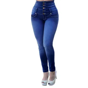 2023 grande taille Top vente bleu foncé bonne qualité Zipper Jeans disponibles pour les femmes en gros ODM - Product Image 3