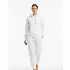 Conjunto de dos piezas de algodón con logotipo personalizado para mujer, Jersey, chándal de lana sólida, pantalones de manga larga, ropa deportiva para viajes de gimnasio - Product Image 6