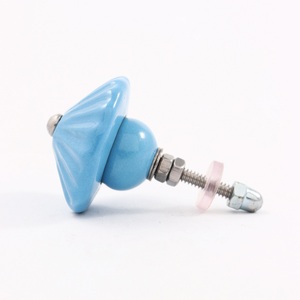 Nouveau design de boutons d'armoires de cuisine en céramique de 4.44 cm, couleur turquoise unie, poignées de porte d'armoire et de tiroir, vente en gros CK-1729 - Product Image 2