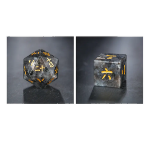 Dés de haute qualité en jaspe gabbro naturel, pierre gravée, ensembles de dés personnalisés, dés en pierre de cristal naturelle viking, grossiste en dés - Product Image 3