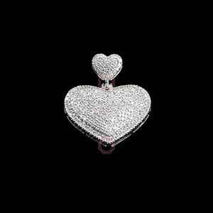 925 plata esterlina 24K chapado en oro corazón gancho VVS Natural Moissanite laboratorio crecido diamante Hip-Hop joyería fina colgantes y dijes - Product Image 1