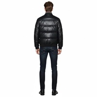 Blouson Bomber Homme en Cuir de Mouton Matelassé Hiver Chaud Léger à Fermeture Éclair Col Montant Respirant Écologique Personnalisable