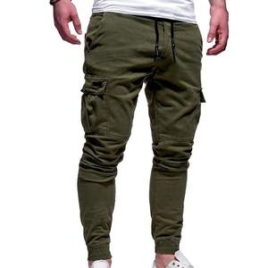 Nouveau pantalon cargo décontracté pour homme 2021, taille mi-haute, séchage rapide, respirant, mélange de coton, teinture unie, écologique, couleur unie, ajustement élastique - Product Image 2