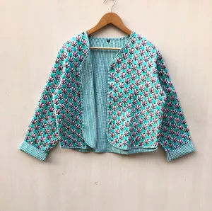 Nouveau Style bohème unisexe veste matelassée à la main en coton indien Patchwork manteau d'hiver imprimé bord libre automne poche Design - Product Image 1