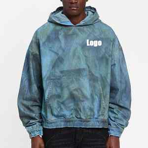 Venta al por mayor de ropa de calle de algodón 100% para hombre con estampado personalizado sudaderas con capucha lavadas con ácido y hombros caídos lisos de gran tamaño para invierno para hombres - Product Image 1