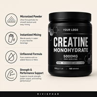 Créatine Monohydrate en Poudre Rainwood 5000mg par Portion, Micronisée Instantanée, Croissance Musculaire Adulte, Vente Directe Usine, OEM, Marque Privée