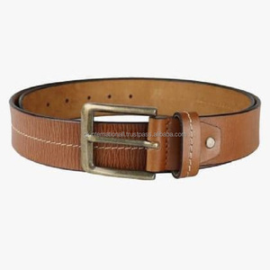 Cinturón de negocios informal de cuero texturizado marrón de alta calidad para hombres con hebilla de latón antiguo extraíble en todos los tamaños personalizados - Product Image 2