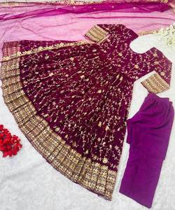 Robe de travail de luxe brodée en fil georgette avec dupatta robe indienne tenue de soirée vêtement ethnique à bas prix - Product Image 4