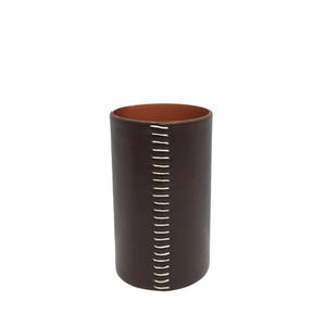 Set of 2 Modern Iron & Leather Round Flower <b>Vase</b> <b>Small</b> Size Floor Stand for Home & Wedding Decor <b>Black</b> Color - Product Image 1