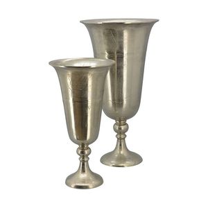 Vase trompette en métal argenté brillant pour arrangements floraux artificiels, décoration de bureau à domicile et de mariage, vases à fleurs - Product Image 1