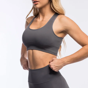 Nouvel ensemble soutien-gorge de sport sans couture sexy à maintien élevé et leggings en Spandex/Nylon avec dentelle et col rond – Confort optimal pour femme - Product Image 5