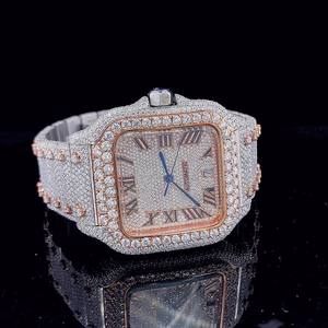 Montre analogique personnalisée VVS Clarity Moissanite Diamond pour hommes femmes Sport Fashion Style Iced Square Case Quartz Fine Jewelry - Product Image 3