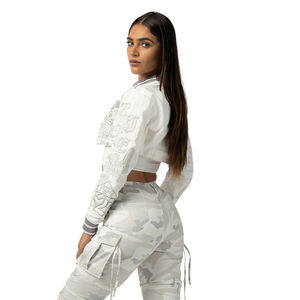 2025 New Arrived Women's XL Varsity Jacket Fashionable Crop Top with Custom Label Competitive Price Long Length - Product Image 3